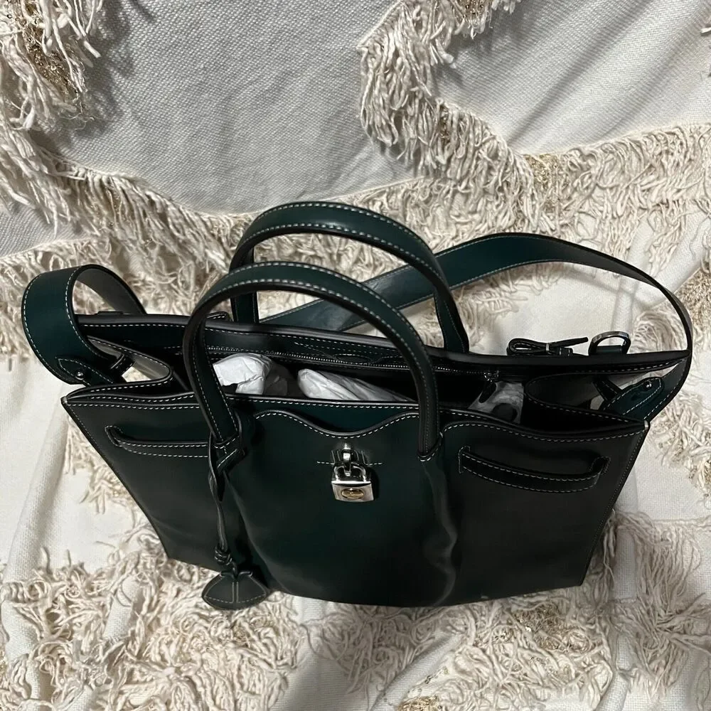 Lanvin Bogey Large Handbag 38 Dark Green NEW